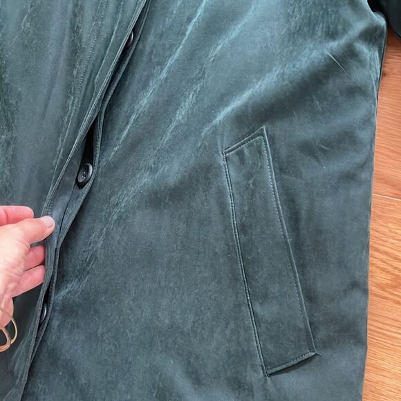 London Fog Green Belted Suede Trench Coat Womens Size 10 - Picture 4 of 9